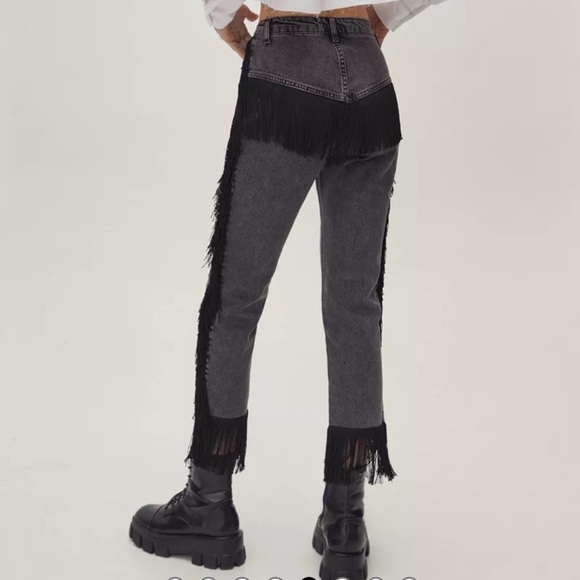 Nasty Gal Fringe Cropped High Waisted Black Jeans W-973 Sz 4 - Picture 2 of 12
